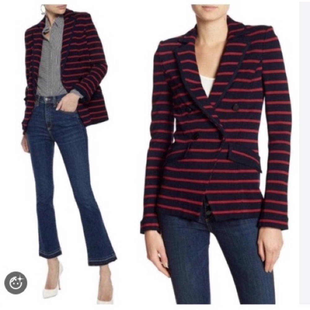 Veronica Beard Red &Navy Striped Blazer